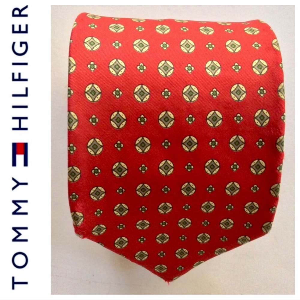 TOMMY HILFIGER SILK TIE RED DIAMONDS